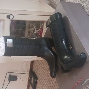 Vintage black Prada sport western boots  black nylon and leather with logo 36/6